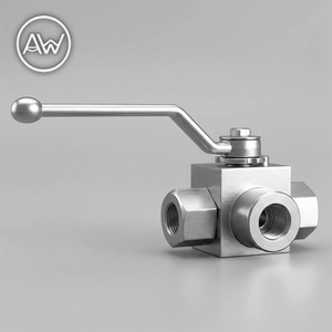 Vanne à bille à trois voies en acier inoxydable 304, 1/2 pouces, interrupteur manuel hydraulique pour eau, huile, gaz, type L, DN15, haute pression - Product Image 1