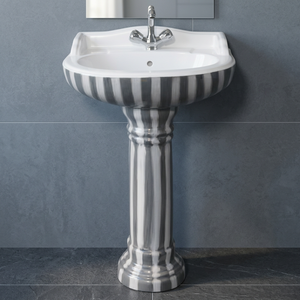 Motif zèbre porcelaine piédestal lavabo Vinus ensemble noir blanc Lavabo évier support salle de bain inde Design - Product Image 1