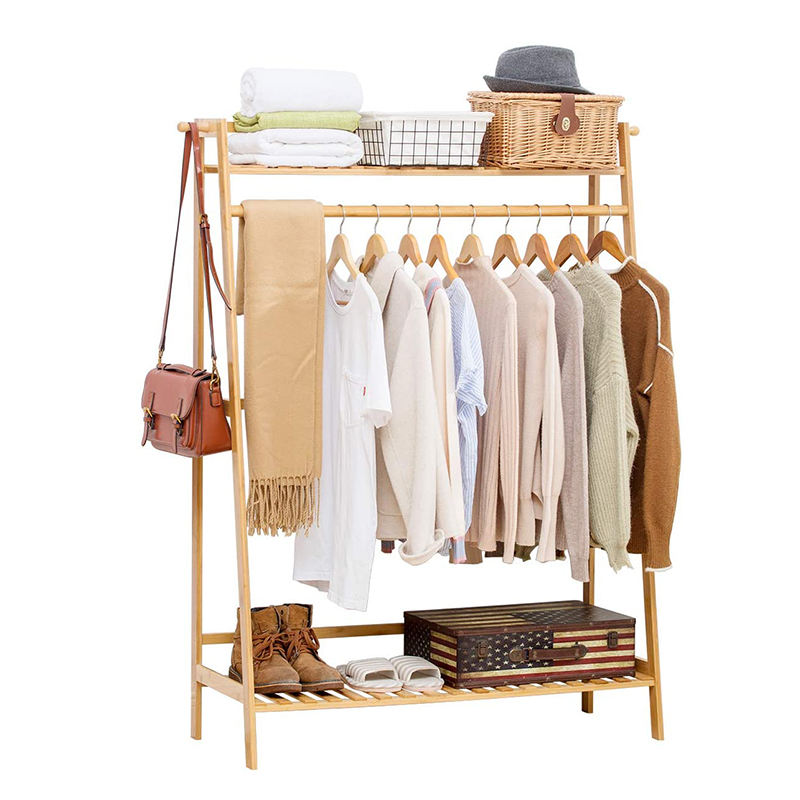 Wooden Clothes Rack Modern Multi-Functional Design