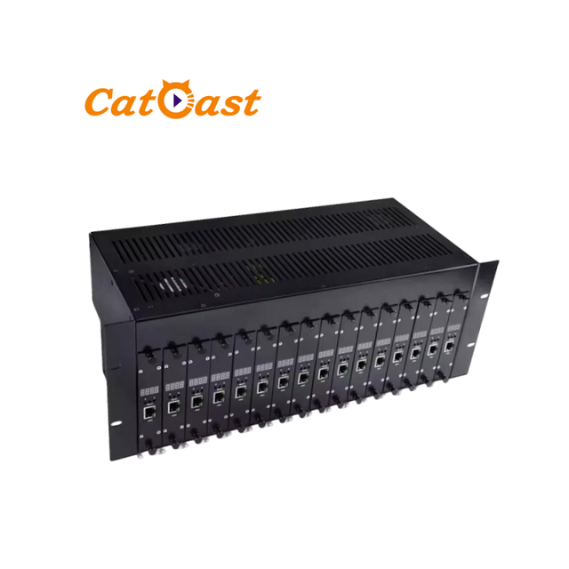 Catcast 16-Channel HD MI ATSC QAM Encoder Modulator MPEG2 Encoding FCC Certified 16-in-1 Digital Cable TV RF Modulator APP