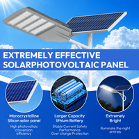 Lampe solaire LED extérieure commerciale étanche IP65 100W-250W avec panneau solaire, télécommande à capteur, best-seller