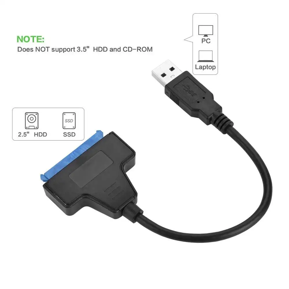 USB 3.0ถึง7 + 15pin Sata 2.5อะแดปเตอร์แปลงสายเคเบิลอนุกรม ATA