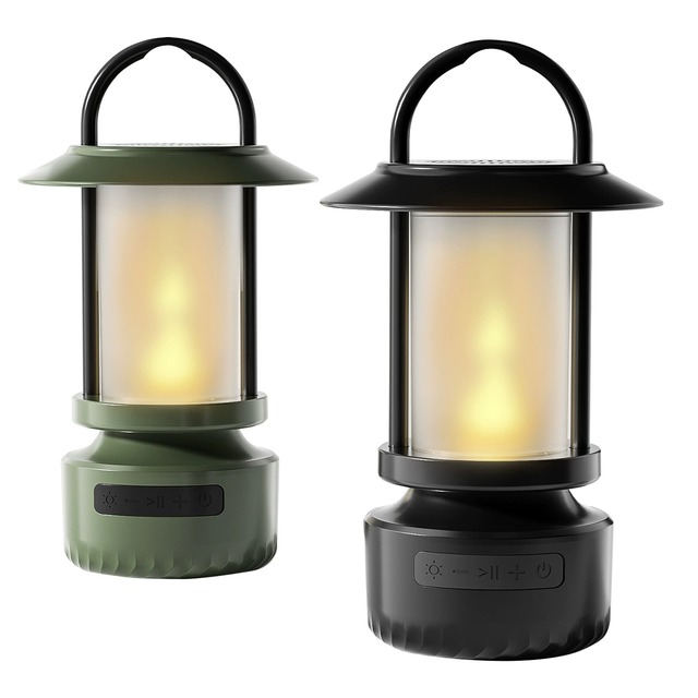 Multifunctional Camping Light Retro Lantern Flame BT Speaker USB 2400 MAh Rechargeable Outdoor Table Lamp for Camp Dinner Tent