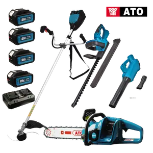 ATO profesyonel elektrikli el aletleri akülü çim çit düzeltici Chainsaw Blower bahçe araçları seti