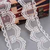 Bordure en dentelle florale brodée blanche de 6,5 cm pour vêtements, accessoires de bricolage LT2890B