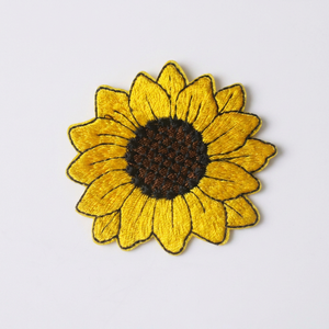 <b>Sunflower</b> Embroidered Eco-Friendly Iron-On Patch Nonwoven Felt Applique Rectangle Shape Gift Decoration - Product Image 1