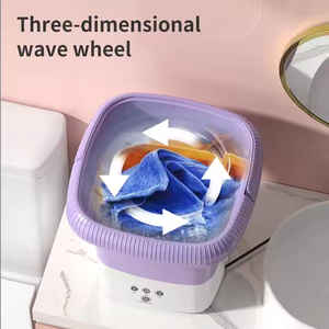 Mini Fully Automatic Portable Washing Machine Front-Loading Manual Power Source Household Use Plastic Housing US Plug New Produc - Product Image 3