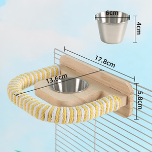 Roestvrijstalen Vogelvoeder Met Voedseldoos Papegaai Speelsteun Platform Slijpklauwstandaard-Accessoire Voor Vogelkooien Nieuw Product - Product Image 2