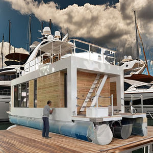 Ponton <span class=keywords><strong>de</strong></span> maison <span class=keywords><strong>de</strong></span> luxe <span class=keywords><strong>de</strong></span> 11.5m Yacht flottant en aluminium pour le divertissement et les loisirs avec moteur hors-bord - Product Image 2