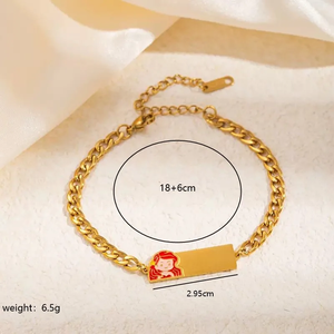 Bracelet pendentif carré plaqué or 18 carats pour femme, motif goutte d'huile, décoration élégante, style conte de fées - Product Image 6