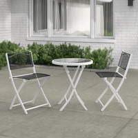 Ensemble de bistrot en métal noir, 3 pièces, avec table pliable et chaises pliantes, vente en gros