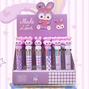 Cartoon Rabbit Ten Color Ballpoint Pen Press Style Student Cute Hand Account Notes High Appearance Stationery 10 Color Oil Pen