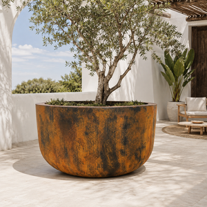 Pot de fleurs rond contemporain en fibre de verre pour décoration intérieure et extérieure, grand récipient à fleurs pour jardin, article très demandé, usage commercial - Product Image 5