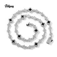 Collier de mode pour femme en laiton plaqué or, style tennis, avec pendentifs multicolores en forme de coquille, trèfle et croix, serti de zircons, vente en gros