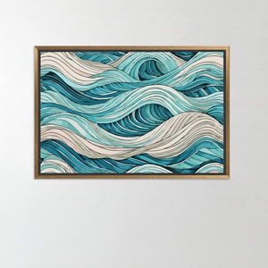 Abstract Wave Canvas Art: Modern Bohemian Wall Decor Print,GOLD <b>FRAMED</b> CANVAS - Product Image 2