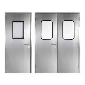 industrial high quality GMP medica; lab modular stainless steel interior swing single double interlock hollow metal hygiene door