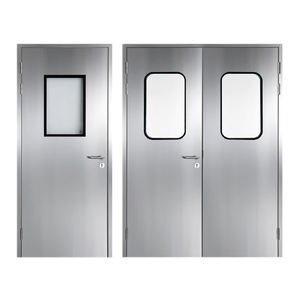 Porte hygiénique modulaire en acier inoxydable de qualité industrielle GMP pour laboratoire médical, à battant simple ou double, avec système d'interverrouillage, en métal creux - Product Image 1