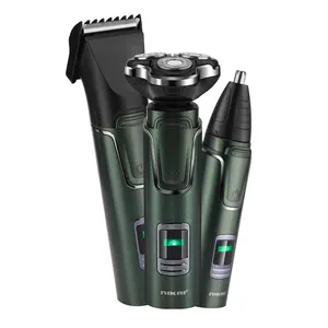 Suttik SH-7088 Multifunctional Hair Clipper Razor and Nose Hair Trimmer Set Green Black Full Body Washable 3 in 1 Male Face 5W