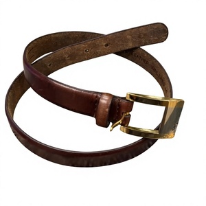 Brown Color Genuine Cow Hide Vintage <b>Belt</b> <b>with</b> Steel Rectangular <b>Buckle</b> Custom Brand Logo Printing Durable Solid Design <b>Men's</b> - Product Image 6