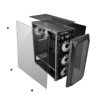 AntarcChill New ATX Computer Cabinet Cooling Fan Black Desktop PC Case RGB Good Quality PC Tempered Glass Ce Stock Case Panel