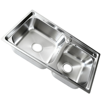 Évier de cuisine double classique en acier inoxydable, design encastrable, avec bacs multifonctions