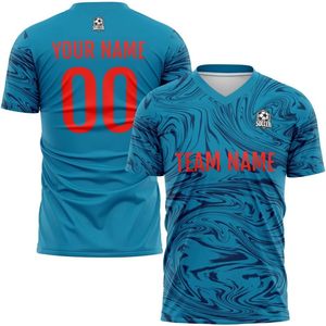 Camiseta de Fútbol Personalizada Unisex para Adultos, Cuello en V, Sublimada, Absorbe la Humedad, Nombre del Equipo, Número, Logotipo, 100% Poliéster, Manga Corta - Product Image 1