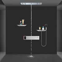 Système de douche intelligent à effet pluie et cascade pour salle de bain, avec LED au plafond 900*300 MM et mitigeur thermostatique numérique