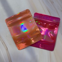 Sachet Mylar Mini Personnalisé Imprimé par Gravure 1g 3.5g 7g 14g 28g Holographique Anti-Odeur Qualité Alimentaire Toucher Doux Fermeture Éclair Cali