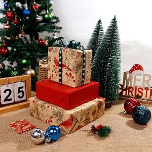 Venta al por mayor desechable silicona recubierta virgen 80g 43*300cm papel de regalo de Navidad - Product Image 4