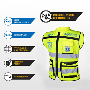 Gilet de sécurité réfléchissant pour travaux routiers, en tissu respirant à mailles, avec logo personnalisé, multi-poches, OEM - Product Image 5
