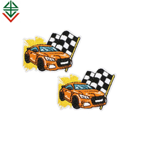 Drapeau à carreaux voiture de course fer sur patchs réparation appliques jeu de voiture patchs brodés pour t-shirt