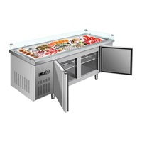 Réfrigérateur pour fruits de mer et viandes, anti-corrosion, anti-rouille, pour bar à sushis, boulangerie, vitrine réfrigérée, table à glace, refroidisseur à air, 2 portes