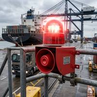 Alarma de Seguridad Industrial de Alto Rendimiento con Microondas de Inducción, Sirena de Advertencia con Luz Estroboscópica de 120dB para la Seguridad en Muelles de Carga