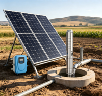 Pompe à eau solaire personnalisée pour puits profond, pompe submersible en acier inoxydable à haute pression, pompe à eau DC pour l'irrigation des terres agricoles