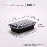 Bulkverpakking Zwarte Magnetronbestendige Voedselcontainers, 3-Vaks Stapelbaar Wegwerpbaar Plastic Meal Prep