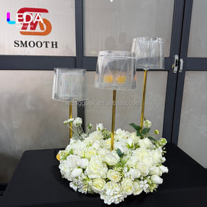 ชุดโคมแก้ว LEDA 3 ชิ้น ขาตั้งสีทอง ที่วางเทียนสำหรับตกแต่งงานแต่งงาน - Product Image 6