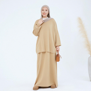 <span class=keywords><strong>Abbigliamento</strong></span> <span class=keywords><strong>islamico</strong></span> 2025 alla moda da donna musulmano-maglione invernale oversize gonna Top due pezzi Abaya Set - Product Image 2