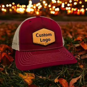 Offre Spéciale classique Baseball femmes Gorras 6 panneau extérieur casquette de course personnalisé en cuir Patch Logo camouflage rouge Snapback camionneur chapeau