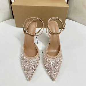 Tacchi a Spillo Sexy <span class=keywords><strong>con</strong></span> Punta Affusolata per Donne, Eleganti Scarpe Slingback <span class=keywords><strong>con</strong></span> Paillettes Bianche e Nere, Glamour per Feste ed Eventi Serali, Argento - Product Image 1