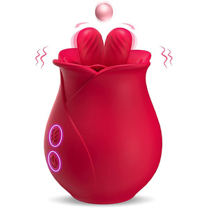 Werbe-Top-Qualität für Frauen Rose Clit Sucker Weibliche Mund zunge Spielzeug Stimulator Adult Double Tongue Rose Vibrator Sexspielzeug - Product Image 1