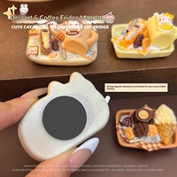 Stiker Kulkas Magnetik Resin Kopi Makanan Kartun Dessert DIY Figur Mainan Trendi Magnet Kuat Asli Dekorasi Rumah