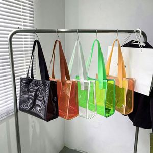 Fashion Custom Logo Crossbody Shoulder Jelly Shopping Large Transparent Clear PVC Tote Bag for Beach Travel - Product Image 2