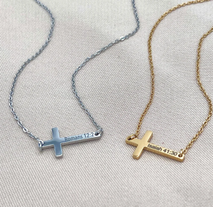 Horizontaler Kreuzanhänger aus 316L Edelstahl mit graviertem Jesaja-Römer-Bibelvers, christlicher Schmuck, einzigartiges Geschenk, wasserdicht - Product Image 2