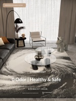 Tapis de salon 2025 – Nouveau tapis gris de luxe léger haut de gamme pour chambre à coucher, tissé à la machine, sans lavage, essuyable, imperméable et écologique