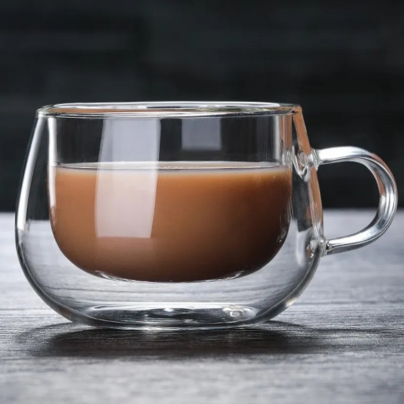 Glass Espresso cup double wall glass coffee cups Insulated thermal glass mugs for Tea Coffee Latte Cappuccino Cafe Milk