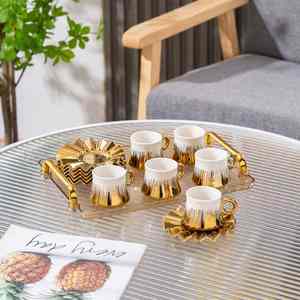 Juego de taza y platillo de cerámica de lujo para café expreso, taza de porcelana para latte con asa y tapa, vajilla térmica para bebidas frías y calientes, juego de regalo para café - Product Image 3