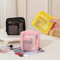 Sac de maquillage portable en maille ouverte de style coréen, grande capacité, pour un usage quotidien, rangement pour rouge à lèvres