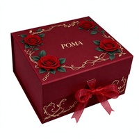 Boîte cadeau rigide magnétique de luxe, boîte pliable rouge avec nœud en satin pour cadeaux de mariage et cosmétiques