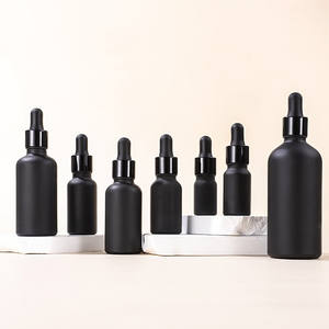 Proveedor de China 5ML 10ML 15ML 20ML 30ML 50ML 100ML Frascos cuentagotas de vidrio de aceite esencial de vidrio negro mate esmerilado recubierto a la venta - Product Image 1