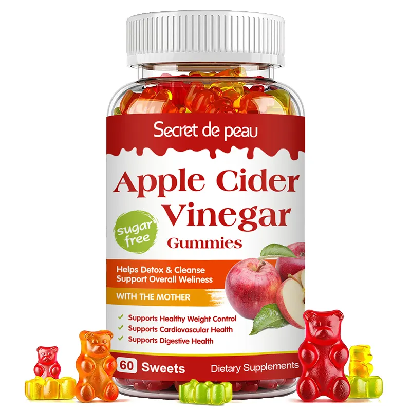 Private Label Oem 60st Gewichtsverlies Veganistisch Metabolisme Detox Snel Afslanken Van Verbrande Vet Appelazijn Gummies